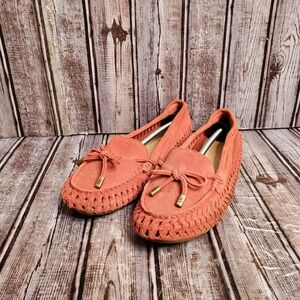 Michael Kors Women's Daisy Moccasins Red Suede Woven Flat Loafers Size 8M